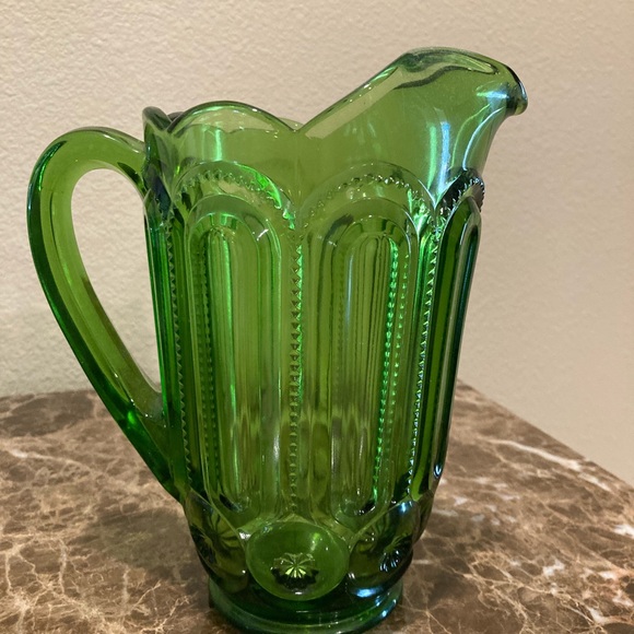 SOLD-Pitcher - LE Smith Green Glass Pitcher - Picture 3 of 3